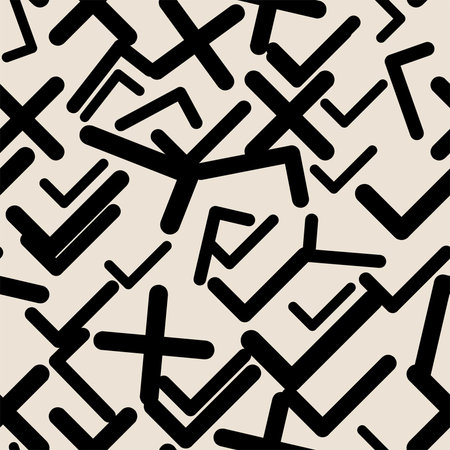 Seamless tick or cross mark, right or wrong sign abstract hand drawn background, texture or...