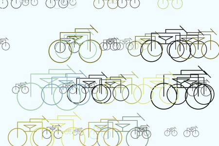 Abstract illustrations of outline of bicycle, conceptual. Good for design background. Cartoon style vector.のイラスト素材