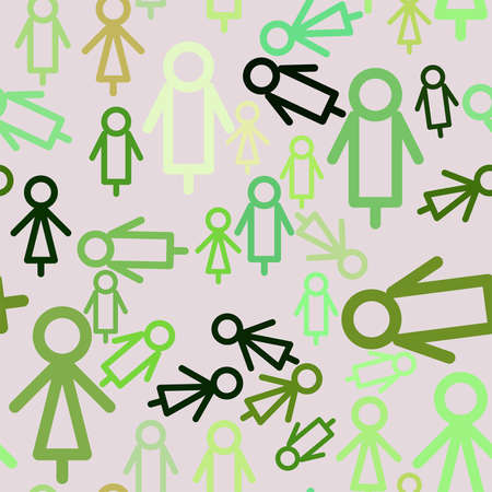 Seamless background abstract sign of male or female, hand drawn for design. Cartoon style vector.のイラスト素材