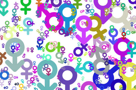 Illustrations of sign of male or female. Good for web page, wallpaper, graphic design, catalog, texture or background. Cartoon style vector.のイラスト素材