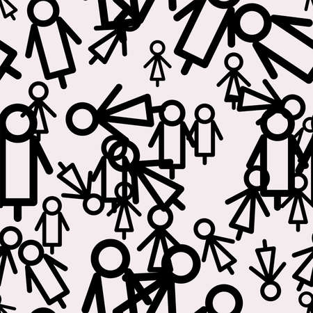 Seamless abstract conceptual hand drawn sign of male or female. Good for web page, graphic design, catalog, texture or background. Cartoon style vector.のイラスト素材