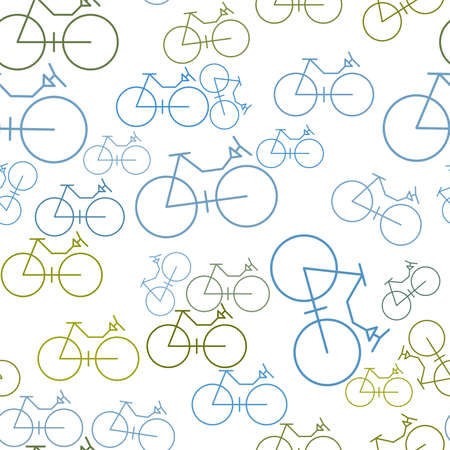 Seamless abstract outline of bicycle generative art background. Cartoon style vector.のイラスト素材