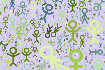 Abstract sign of people or human generative art background. Cartoon style vector.のイラスト素材