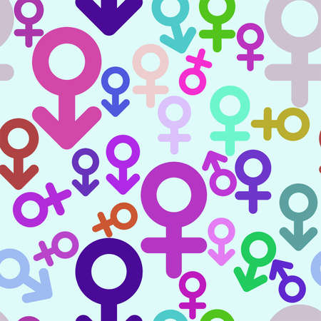 Seamless abstract background with sign of male or female. Cartoon style vector.のイラスト素材
