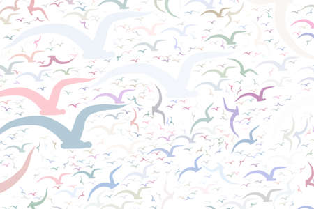 Abstract conceptual hand drawn flying birds. Good for web page, graphic design, catalog, texture or background. Cartoon style vector.のイラスト素材