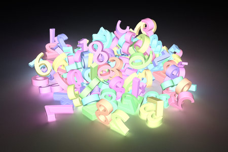 Abstract 123 number character CGI typography. for web page, graphic design, texture, background....