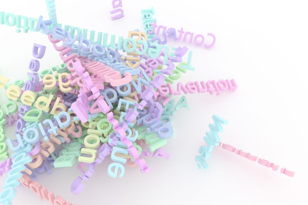 CGI typography, information overload, bunch of computer technology related keywords. Decorative,...