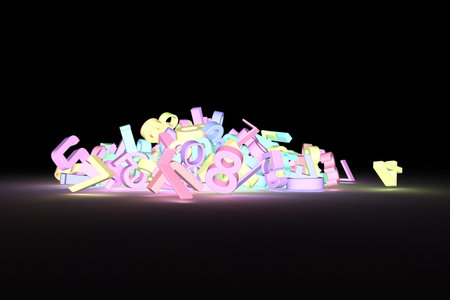 Background abstract, character 123 number CGI typography, for design & graphic resource. Colorful 3D...