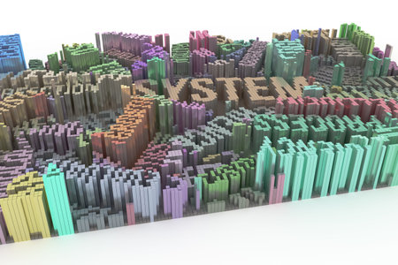 Colorful 3D rendering. Shape composition, block, geometric structure. Decorative, illustrations. For...