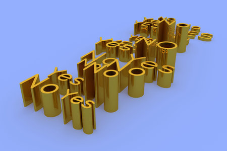 Gold color 3D rendering. Background abstract, character yes or no CGI typography, for design &...