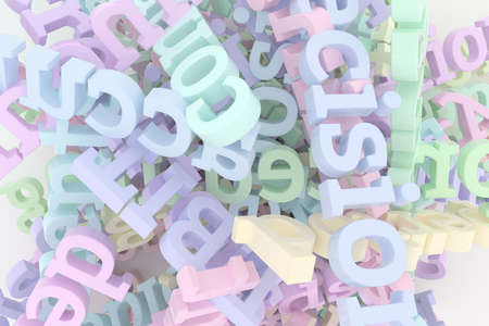 Information overload, bunch of business related keywords, CGI typography. For web page, wallpaper, graphic design, catalog, texture or background. Colorful 3D rendering.の写真素材