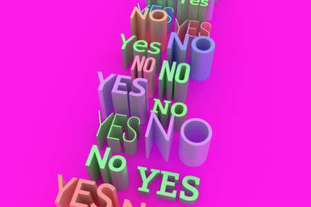 Background abstract, character yes or no CGI typography, for design & graphic resource. Colorful 3D rendering.の写真素材