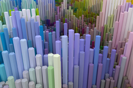 Colorful 3D rendering. Shape composition, block, geometric structure. Decorative, illustrations. For...