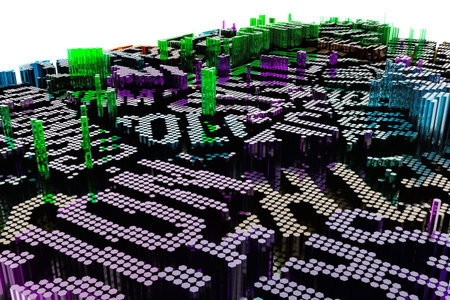 Shape composition, geometric structure block, for design texture or background. Colorful 3D...