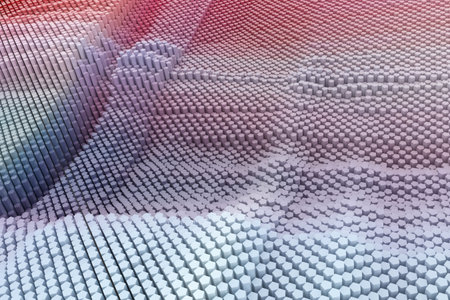 Colorful 3D rendering. Shape composition, geometric structure block, for design texture or...