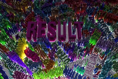 Keyword of Result. Block, geometric structure, shape composition. For web page, wallpaper, graphic design, catalog, texture or background. Colorful 3D rendering.の写真素材