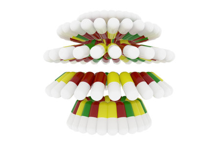 Health conceptual, with bunch of capsules, medicine or pills, isolated on white background....