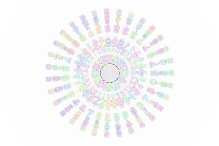 Made up from number character sphere or planet, illustrations of CGI typography, for graphic design,...