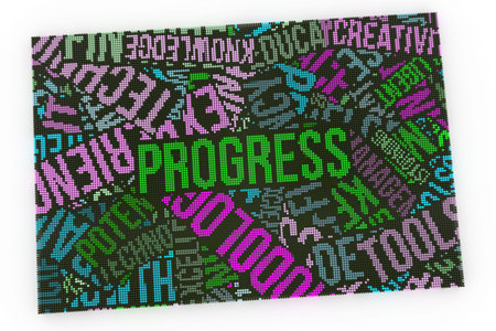 Keyword of Progress. Colorful 3D rendering. Business or finance, geometric, geometric structure....