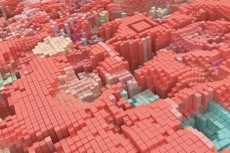 Colorful 3D rendering. Background abstract, geometric structure block shape composition, for design...