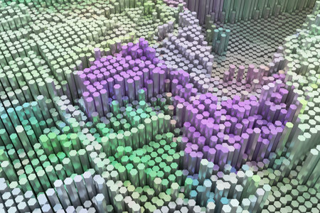Shape composition, geometric structure block, for design texture or background. Colorful 3D...