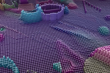 Colorful 3D rendering. Background abstract, geometric structure block shape composition, for design...