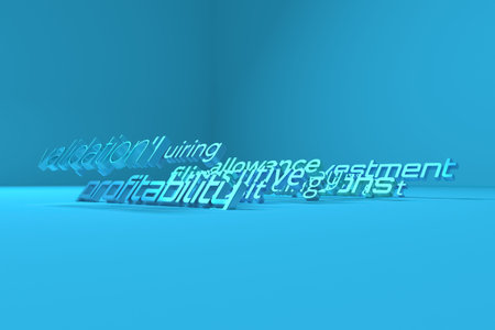 3D rendering. Keywords cloud, motivation related, CGI typography. For web page, wallpaper, graphic...