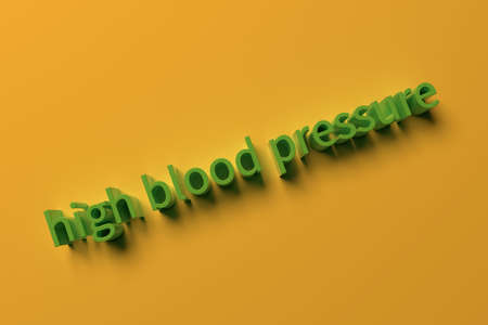 High blood pressure, 3D rendering. Typography, keywords, CGI. Decorative, illustrations. For design texture, background.の写真素材