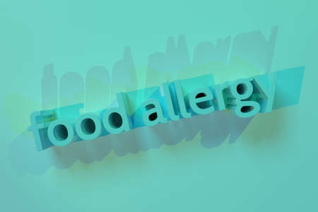 Food allergy, typography, CGI keywords, for design texture or background. 3D rendering.の写真素材