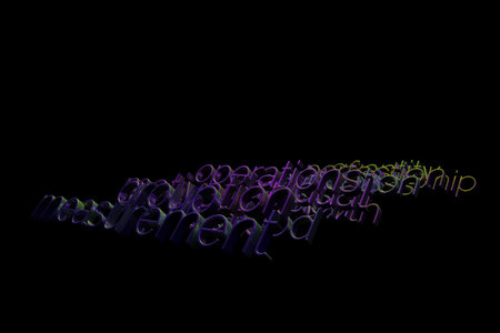 3D rendering. Keywords cloud, motivation related, CGI typography. For web page, wallpaper, graphic...