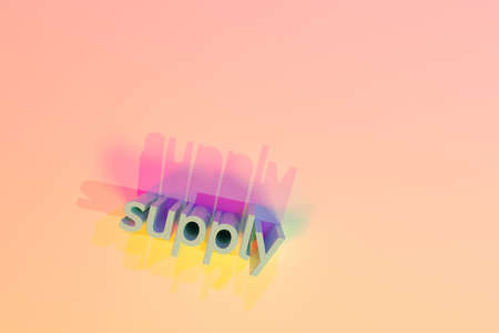 Supply, typography, keywords, CGI. Decorative, illustrations. For design texture, background. 3D rendering.の写真素材