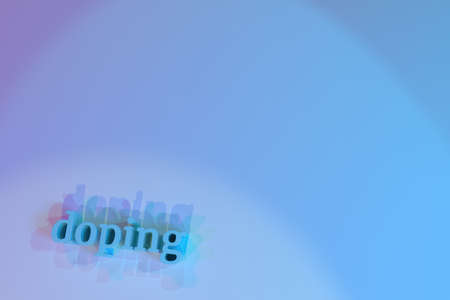 Doping, 3D rendering. Typography, keywords, CGI. Decorative, illustrations. For design texture, background.の写真素材