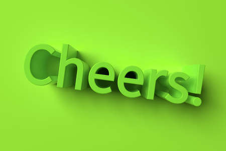 Cheers, 3D rendering. Background abstract, CGI keywords typography, for design & graphic resource.の写真素材