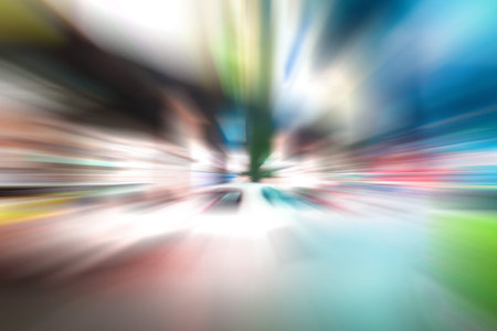 Night traffic with futuristic motion blur and zoom effects. On the road or streets, shoot from...