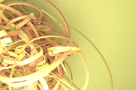 CGI composition, bunch of messy string geometric, for design texture or title background. Colorful...