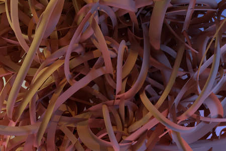 Colorful 3D rendering. CGI composition, bunch of messy string geometric, for design texture or title background.の写真素材