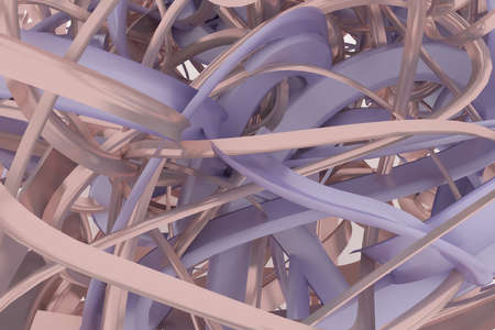 Colorful 3D rendering. CGI composition, bunch of messy string geometric, for design texture or title background.の写真素材