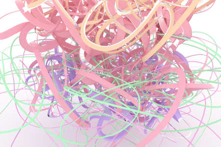 Background abstract, bunch of messy string geometric CGI composition, for design graphic resource. Colorful 3D rendering.の写真素材