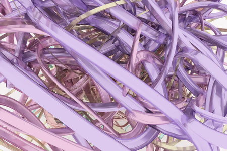 Colorful 3D rendering. CGI composition, bunch of messy string geometric, for design texture or title...