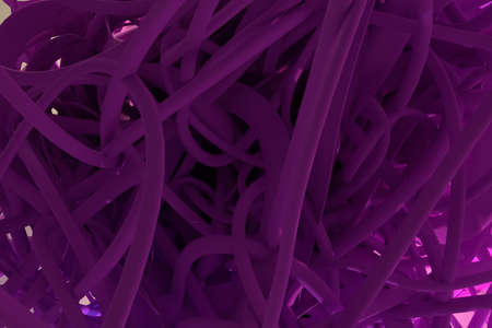 Geometric, bunch of messy string, CGI composition. For web page, wallpaper, graphic design, catalog, texture or background. Colorful 3D rendering.の写真素材