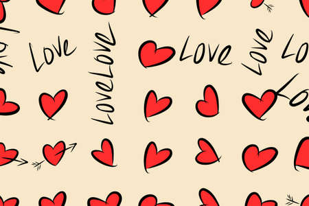 Background abstract love for valentine day, celebrations or anniversary, hand drawn for design, graphic resource. Vector artwork.のイラスト素材