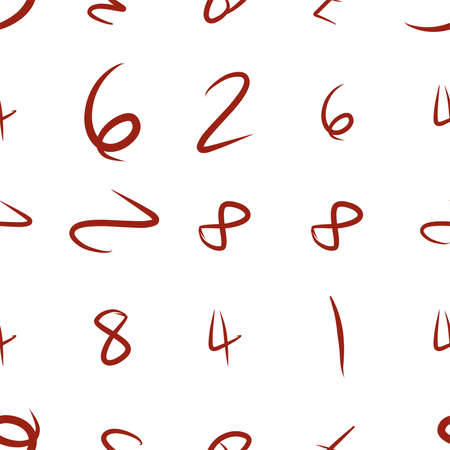 Seamless numbers background hand drawn, for graphic design. Vector artwork.のイラスト素材