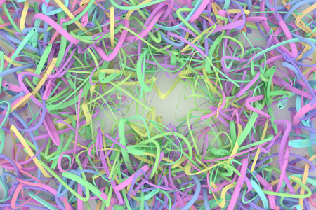 Messy strings virtual backdrop, illustrations of CGI composition, for graphic design, wallpapers,...