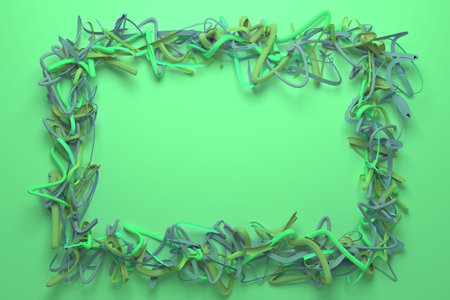 CGI composition, string backdrop virtual paper frame, for design texture or title background. 3D...