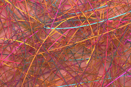 Messy strings virtual backdrop, illustrations of CGI composition, for graphic design, wallpapers,...