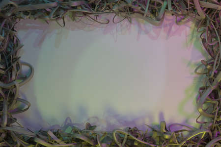 CGI composition, string backdrop virtual paper frame, for design texture or title background. 3D render.の写真素材