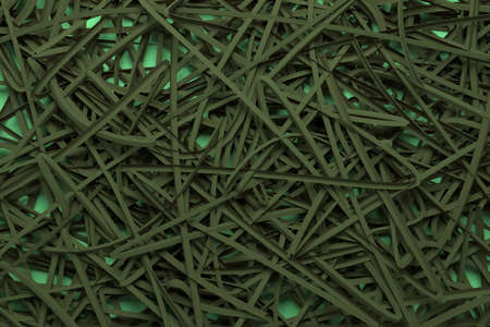 CGI composition, virtual backdrop, messy strings. Decorative, illustrations. For design texture, background. 3D render.の写真素材