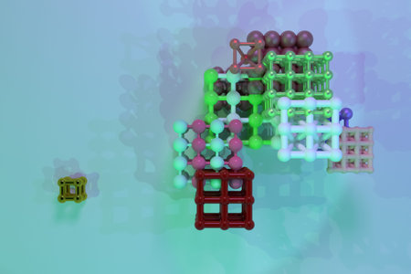 Virtual geometric, molecule style concepture inter-locked square or pyramids, for design texture or...