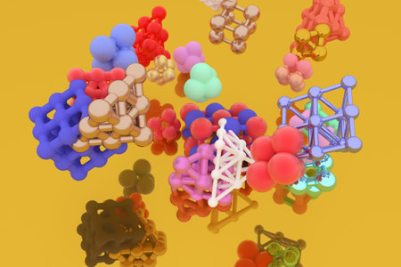 Virtual geometric, inter-locked square or pyramids, molecule style concepture. Decorative,...