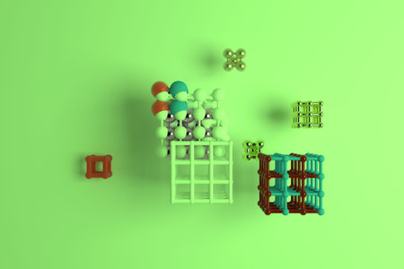Inter-locked square or pyramids, molecule style concepture, virtual geometric. For web page,...
